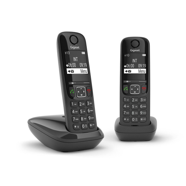 Радиотелефон DECT Gigaset AS690 DUO RUS, черный / 2 телефонные трубки в ...