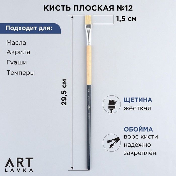 Кисть для рисования щетина плоская 12 - купить с доставкой по выгодным ...