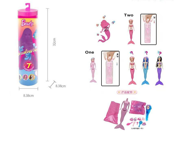 Кукла-сюрприз русалка меняющая цвет в банке Barbie Beauty Color Reveal ...