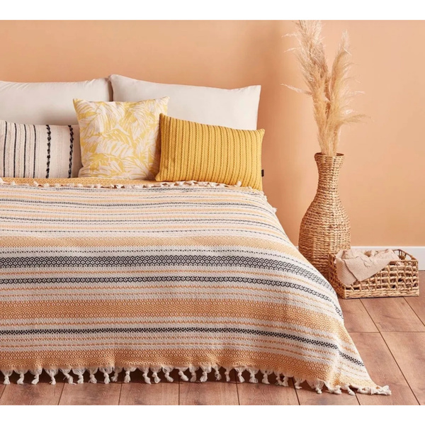 Покрывало Bella Maison Покрывало плед Linea горчичный 220x240 хлопок ...