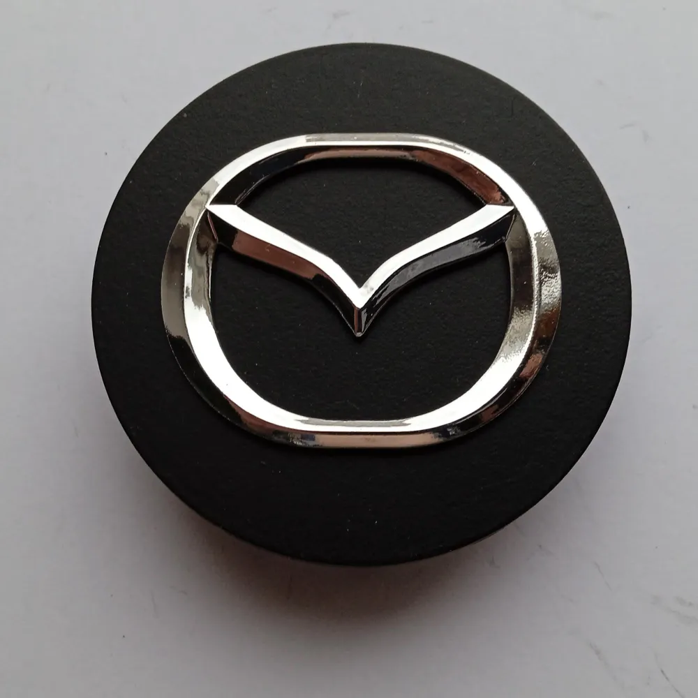 Колпачки заглушки на литые диски MAZDA (комплект 4) логотип черный/хром 58/54/12 мм 1320033 dj #1