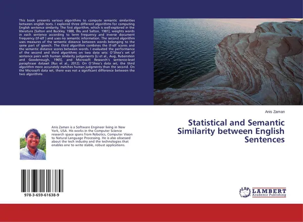 Обложка книги Statistical and Semantic Similarity between English Sentences, Anis Zaman