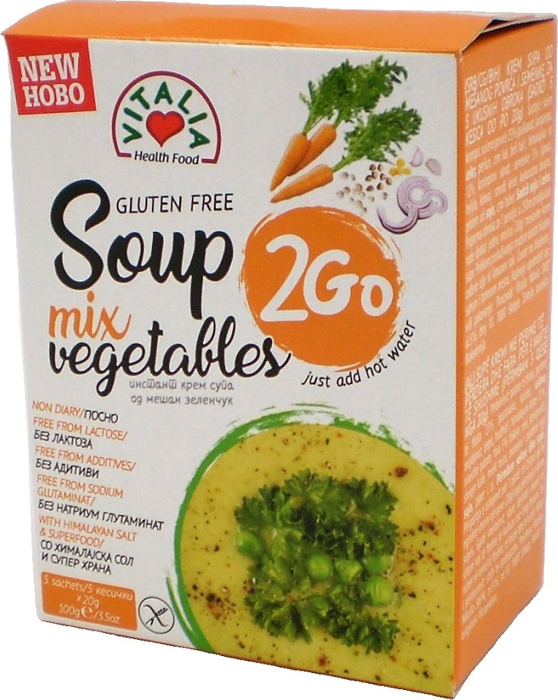 фото Крем-суп быстрого приготовления Vitalia, с овощами и семенами, без глютена, 5 пакетиков по 20 г