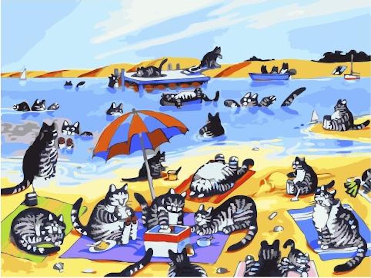 Кот на пляже иллюстрация