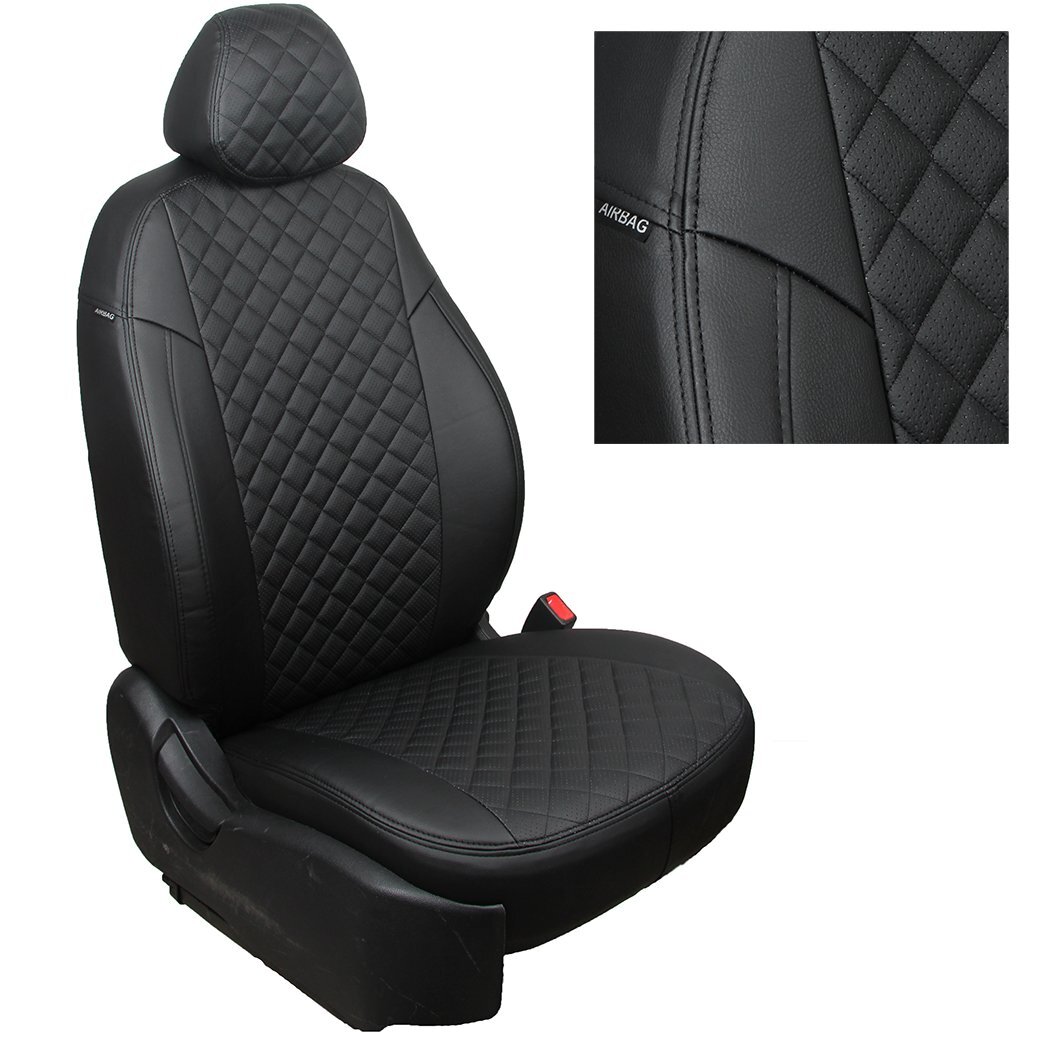 Чехлы на сиденья FORD FOCUS 2 (Comfort) с 2005-2011г седан, хэтчбек, универсал (Ромб, 40/60, Черный + Черный )