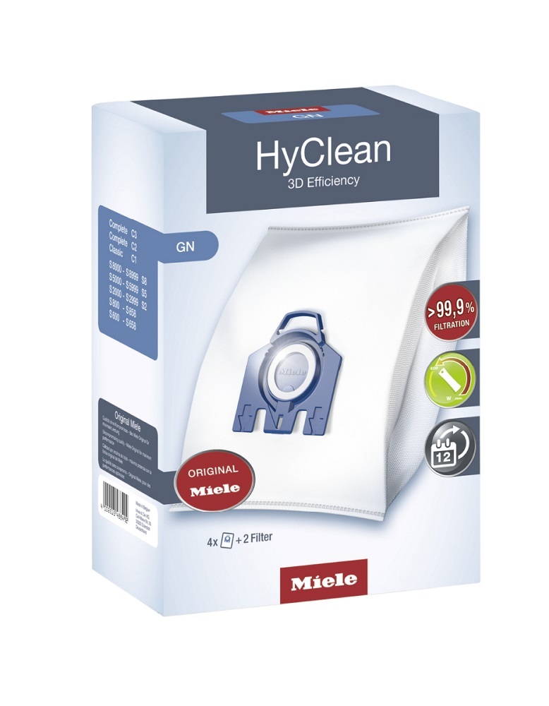 Мешки, пылесборники синтетические Miele GN HyClean 3D Efficiency для пылесосов серии S800-S858, Classic C1 (S2), S5, Complete C3 (S8)