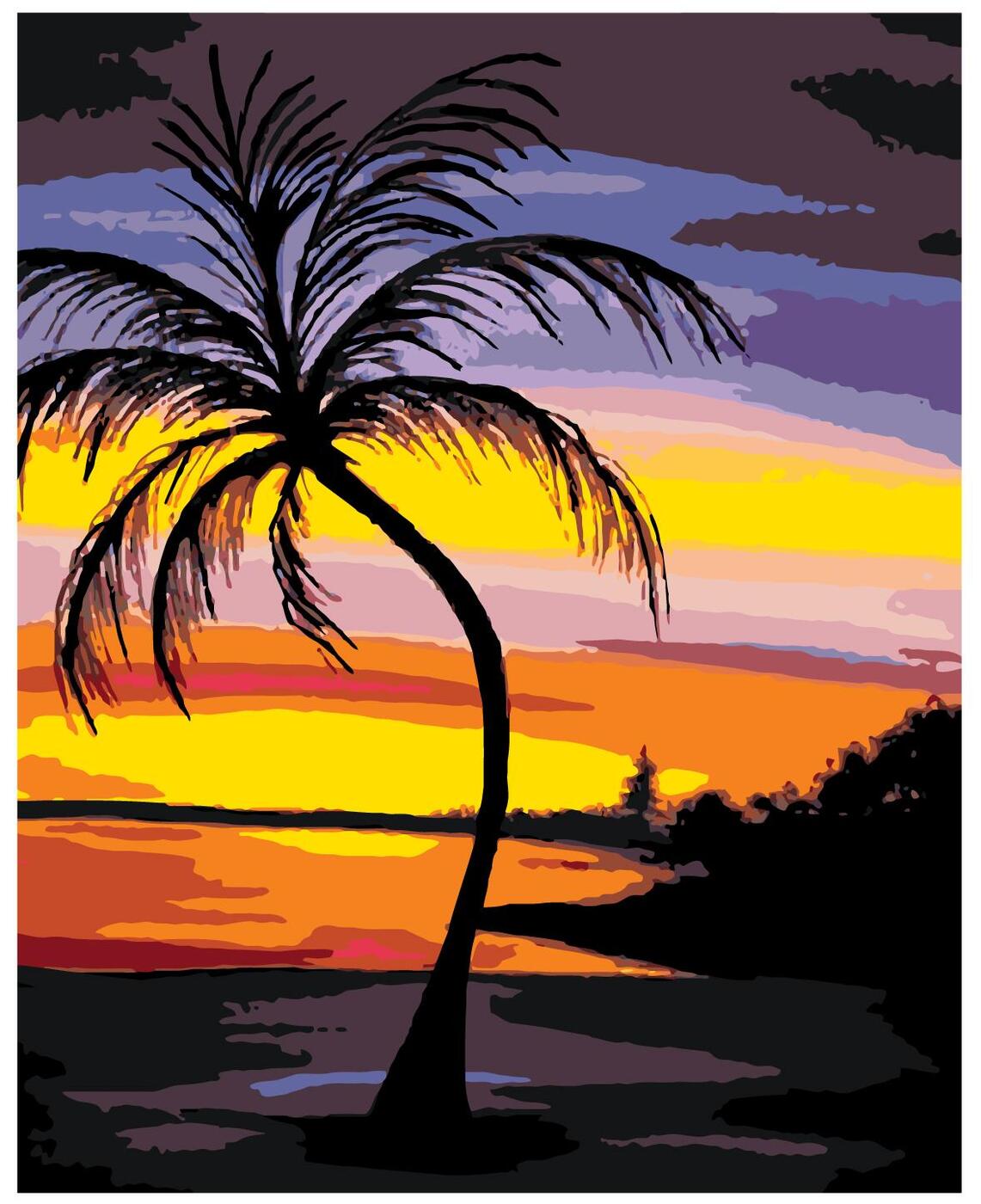 Пейзаж с пальмой рисунок