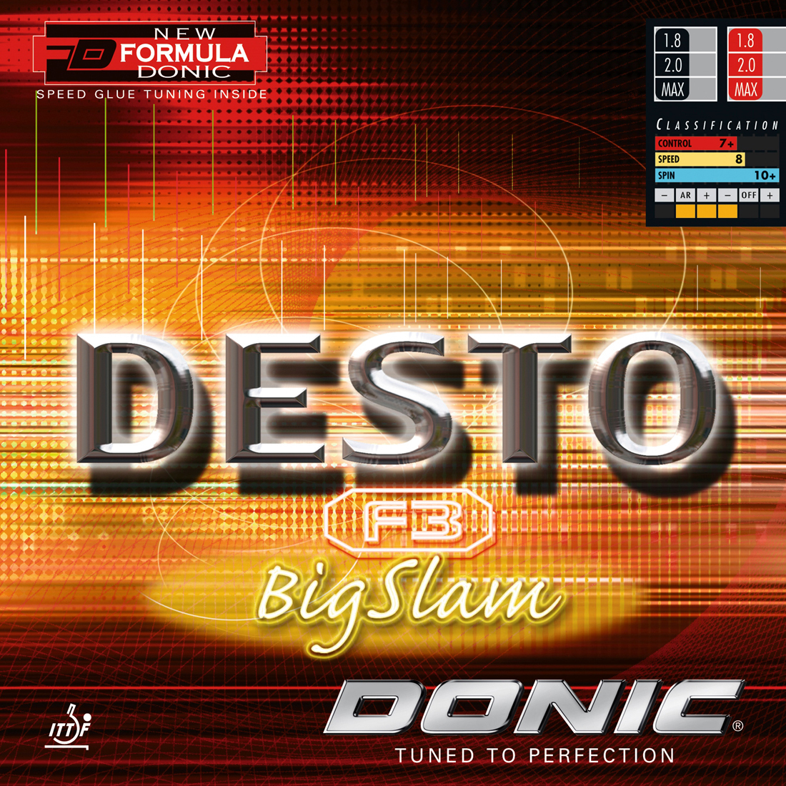 Накладка для ракетки настольного тенниса DONIC Desto F3 Big Sl., Красный, толщина губки 2,0