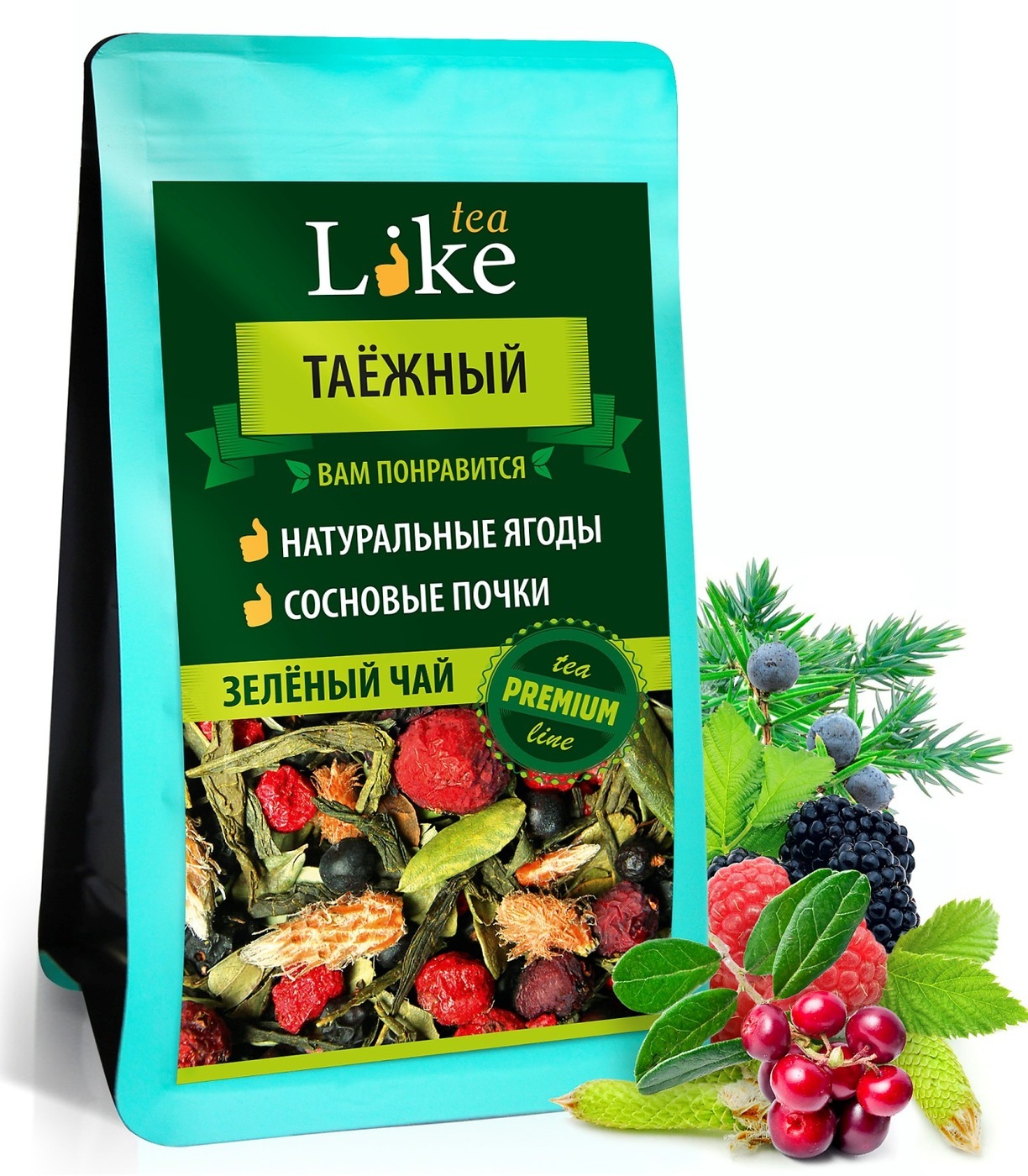 Чай зеленый LIKE Tea Таежный, с натуральными ягодами и сосновыми почками, 150 г