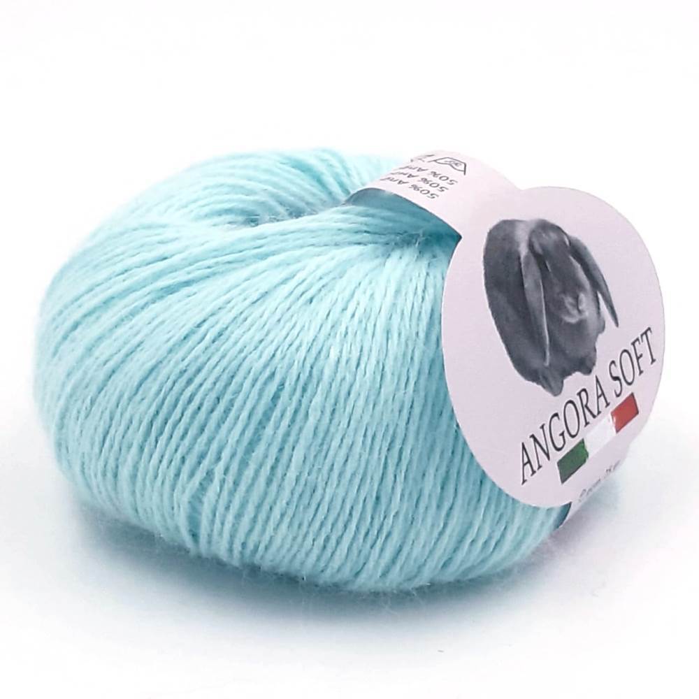Пряжа Kutnor Angora Soft (50% ангора, 20% меринос, 30% полиамид) цв. 665 Голубая мята 2 мотка