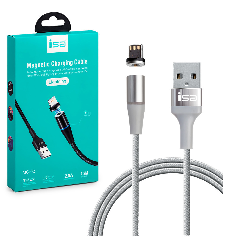 ISAКабельдлямобильныхустройствAppleLightning/USB2.0Type-A,1.2м,серебристый