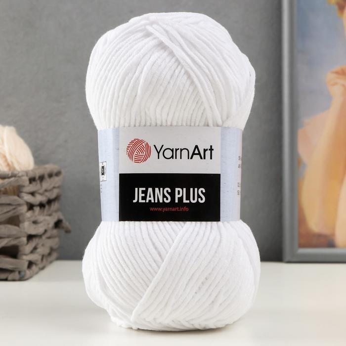 Пряжа для вязания YarnArt "Jeans plus" 55% хлопок, 45% акрил 160м/100гр, 62 белый