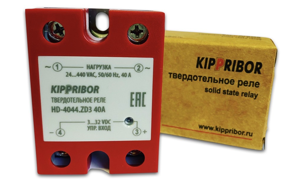 ОднофазноетвердотельноерелеKIPPRIBORHD-4044.ZD3(M02),40А,3-32VDC