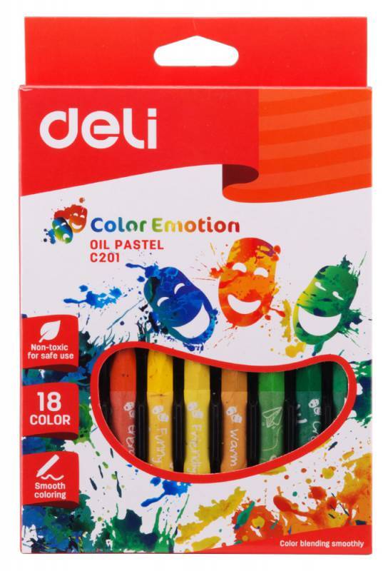 Масляная пастель Deli EC20110 Color Emotion шестигранные 18цв. картон.кор./европод.