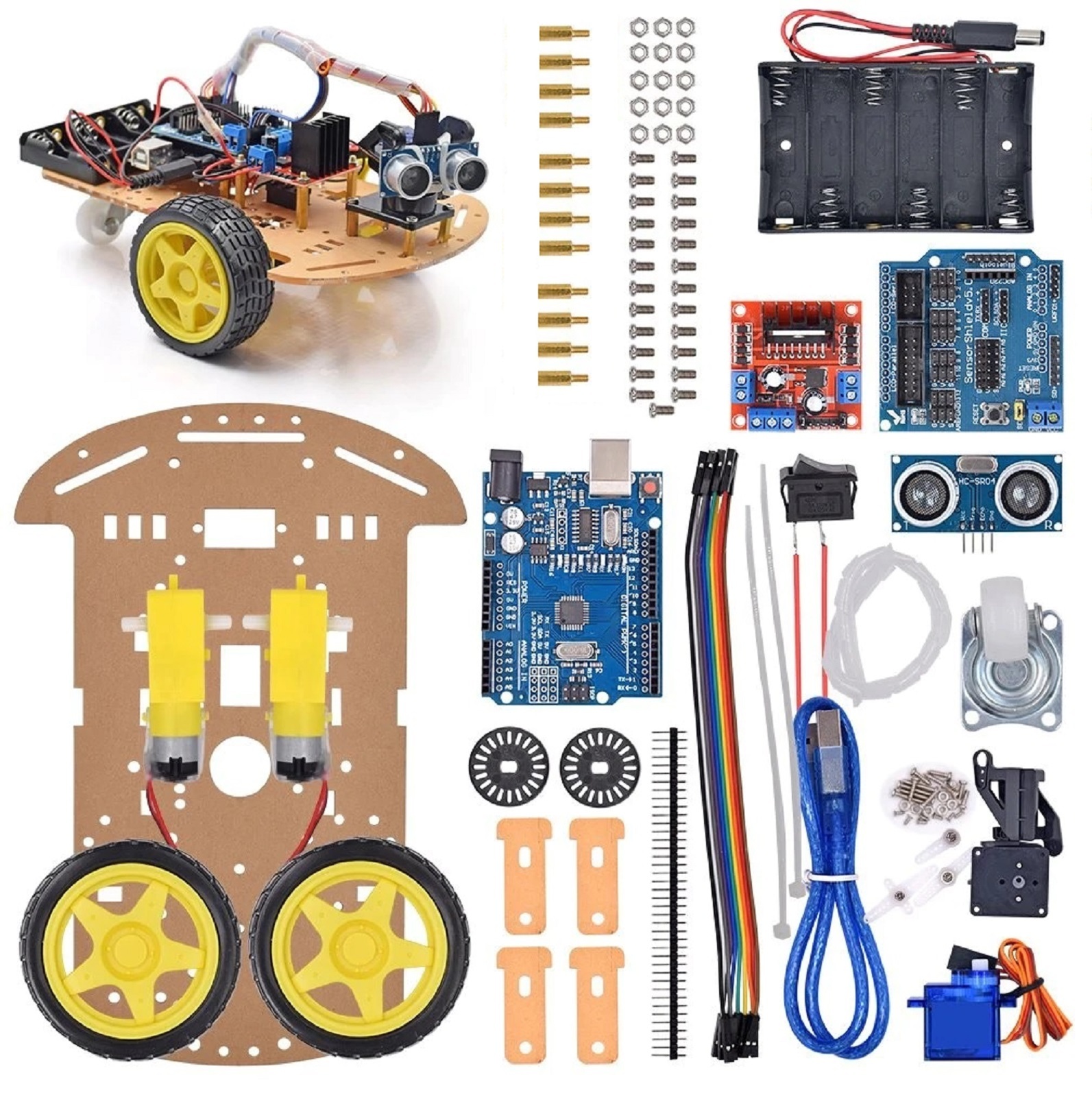 Arduino набор для сборки 2WD робота с контроллером Arduino UNO (умная машина)  - купить с доставкой по выгодным ценам в интернет-магазине OZON (375943385)