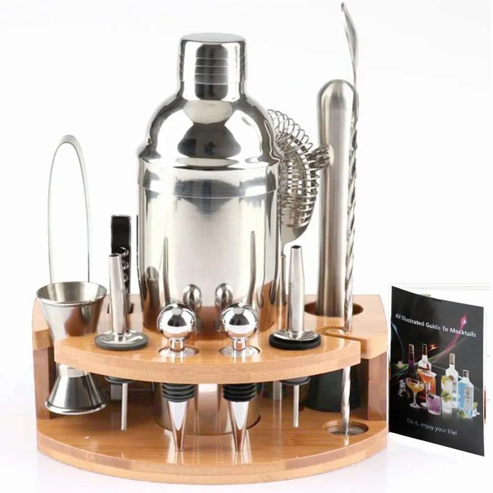 Набор бармена. Набор барменский 12 предметов; сталь нерж. Набор для коктейлей. Барная скрутка для инструментов. Подставка для набора бармена.