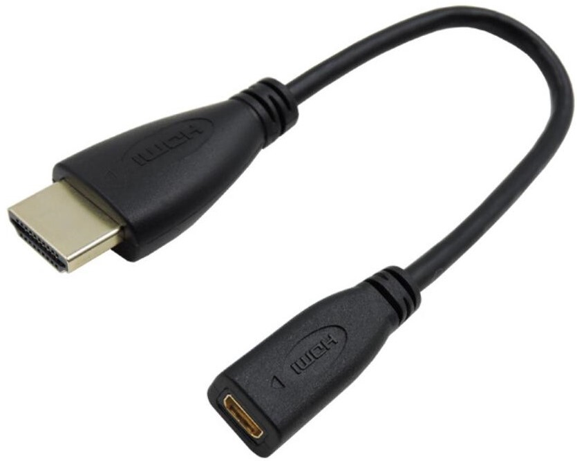 Адаптер переходник GSMIN HP15 Micro HDMI (F) - HDMI (M) (20 см) (Черный)