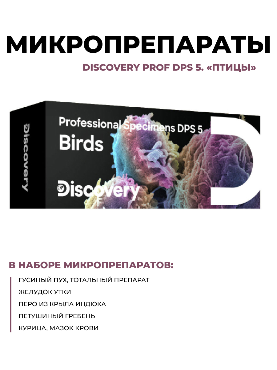 Набор микропрепаратов для микроскопа Discovery Prof DPS 5. Птицы