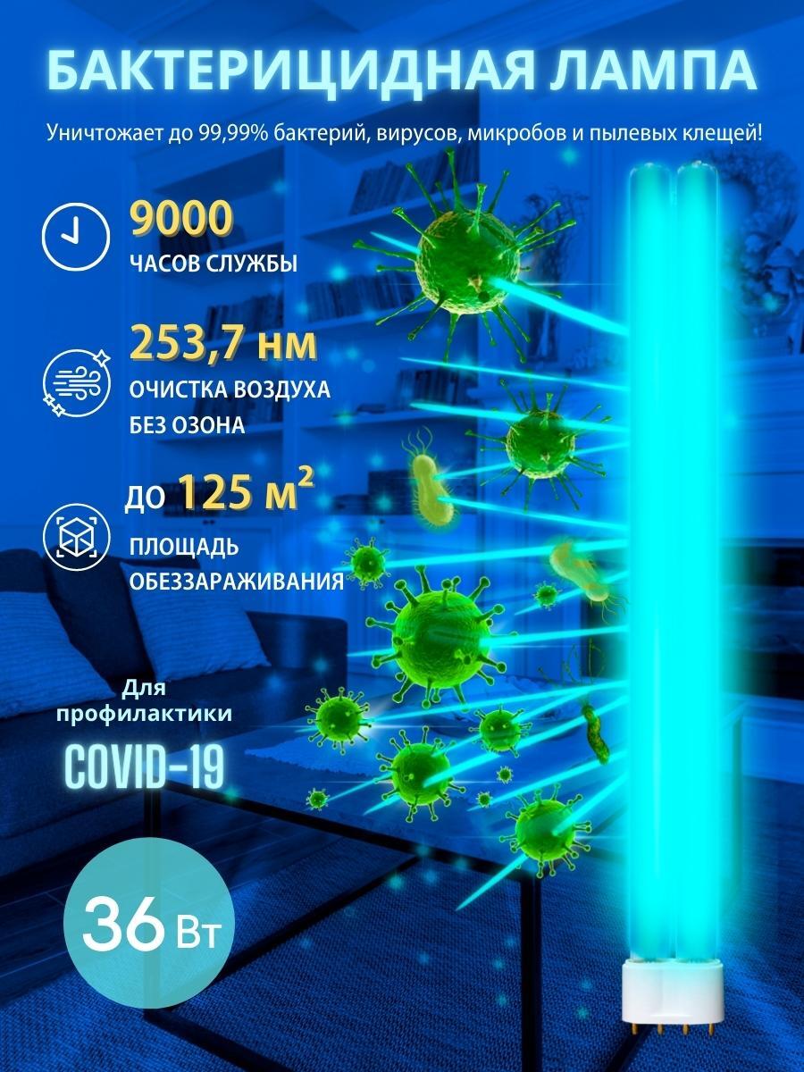 Лампа ультрафиолетовая бактерицидная 36 Вт цоколь 2G11. Спектр UVC 253,7 нм. ТМ Uniel