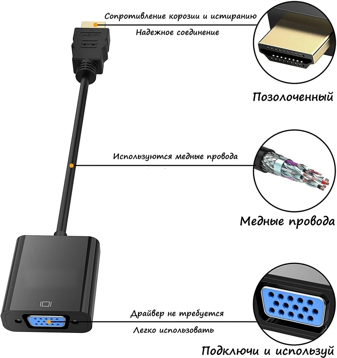 Как подключить переходник hdmi vga компьютер Кабель VGA (D-Sub), HDMI Litex Group ACM Adapt HDMI VGA - купить по низкой цене 