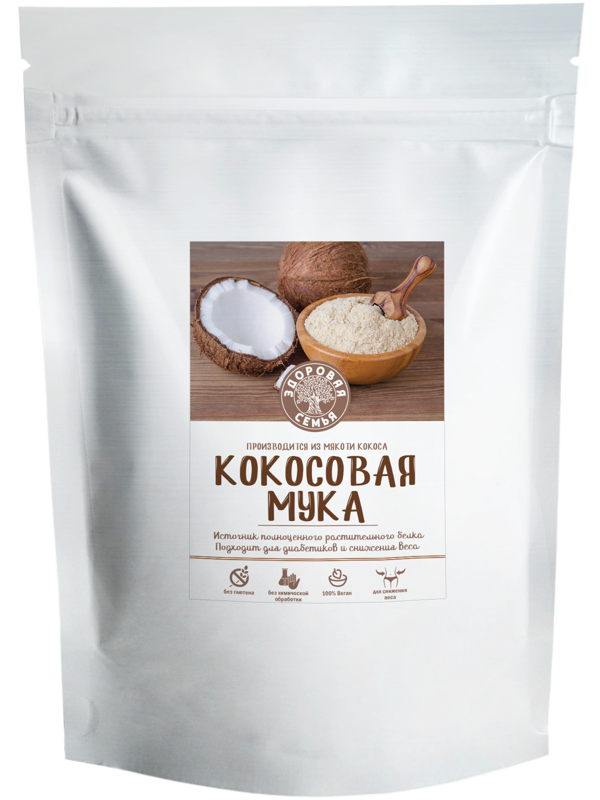 Мука кокосовая органическая (без глютена), Здоровая Семья, 1 кг (1000 г),  organic coconut flour - купить с доставкой по выгодным ценам в  интернет-магазине OZON (562514591)