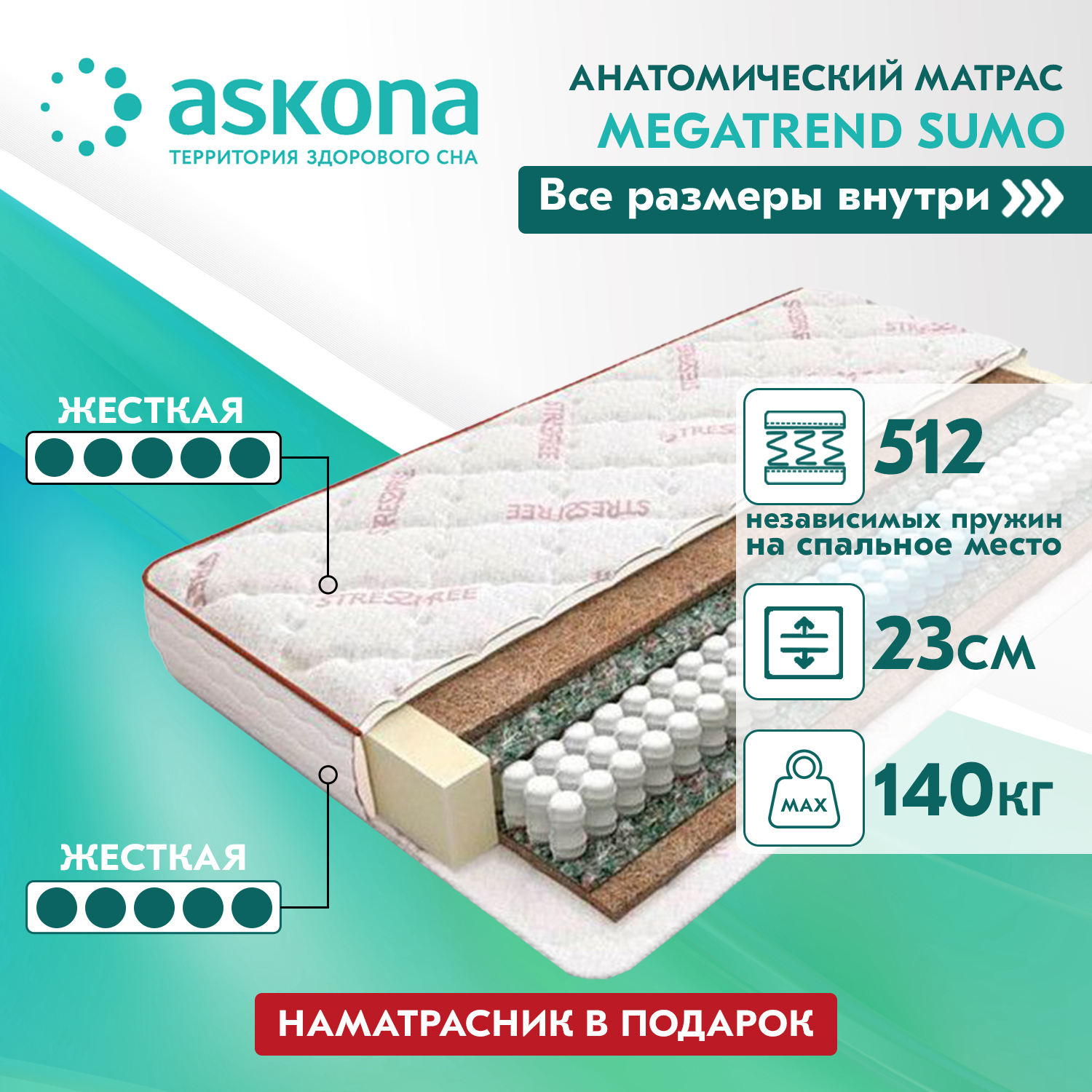 матрас askona benefit независимые пружины 160х200 см