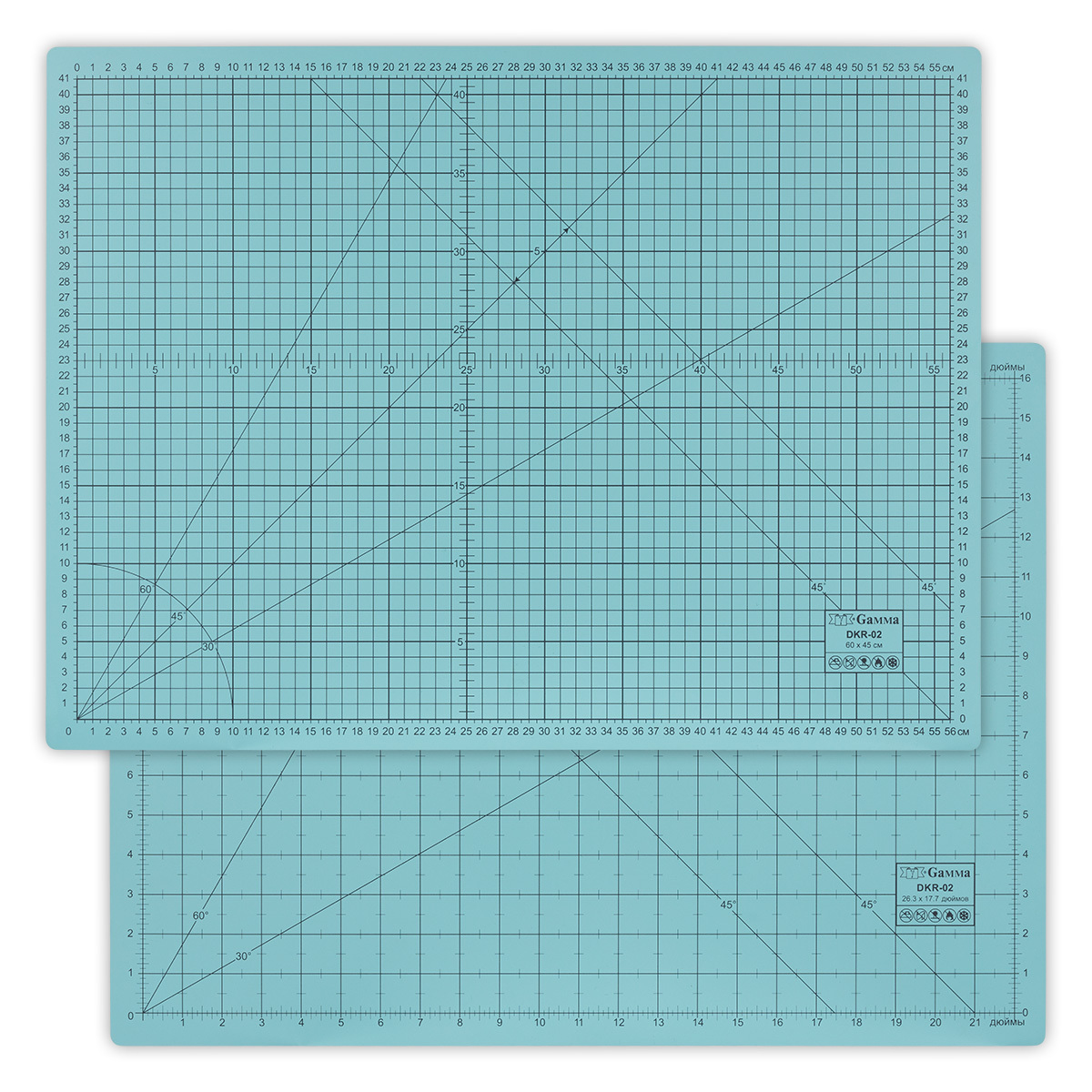 Мат для резки двусторонний "Gamma" DKR-02 ПВХ 60 см х 45 см в пакете формат А2