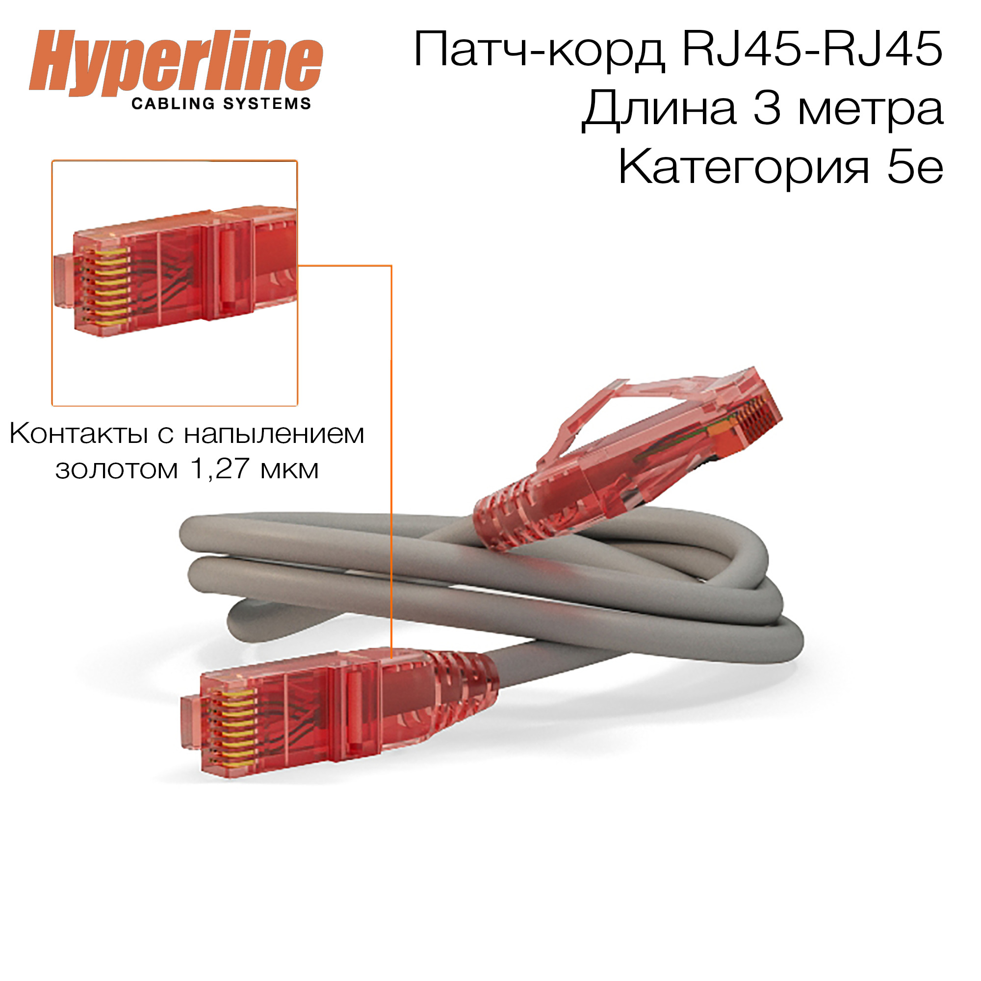 Кабель RJ-45 Ethernet Hyperline PC-LPM-UTP-RJ45-RJ45-C5e-1.5M-LSZH-GY -  купить по низкой цене в интернет-магазине OZON (340485692)