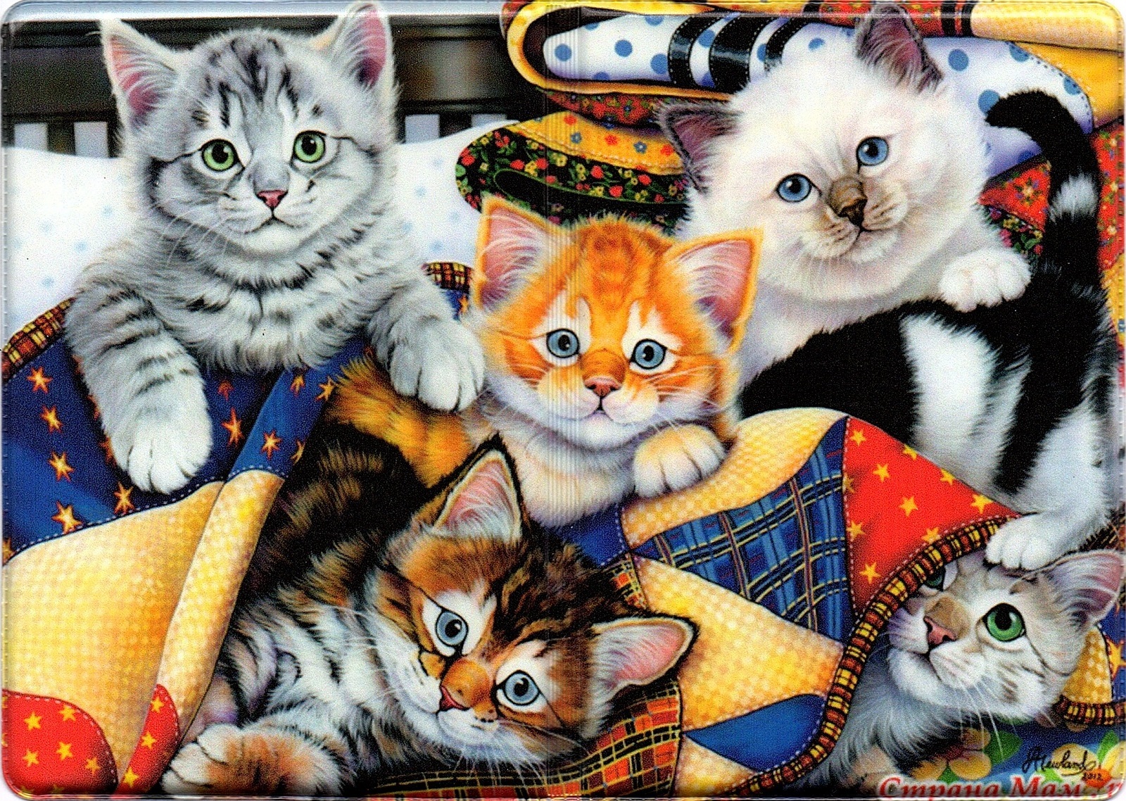 Играть 5 котят. Котики художницы Дженни Ньюленд. Много котиков. Разноцветные котята. Разноцветные котики много.