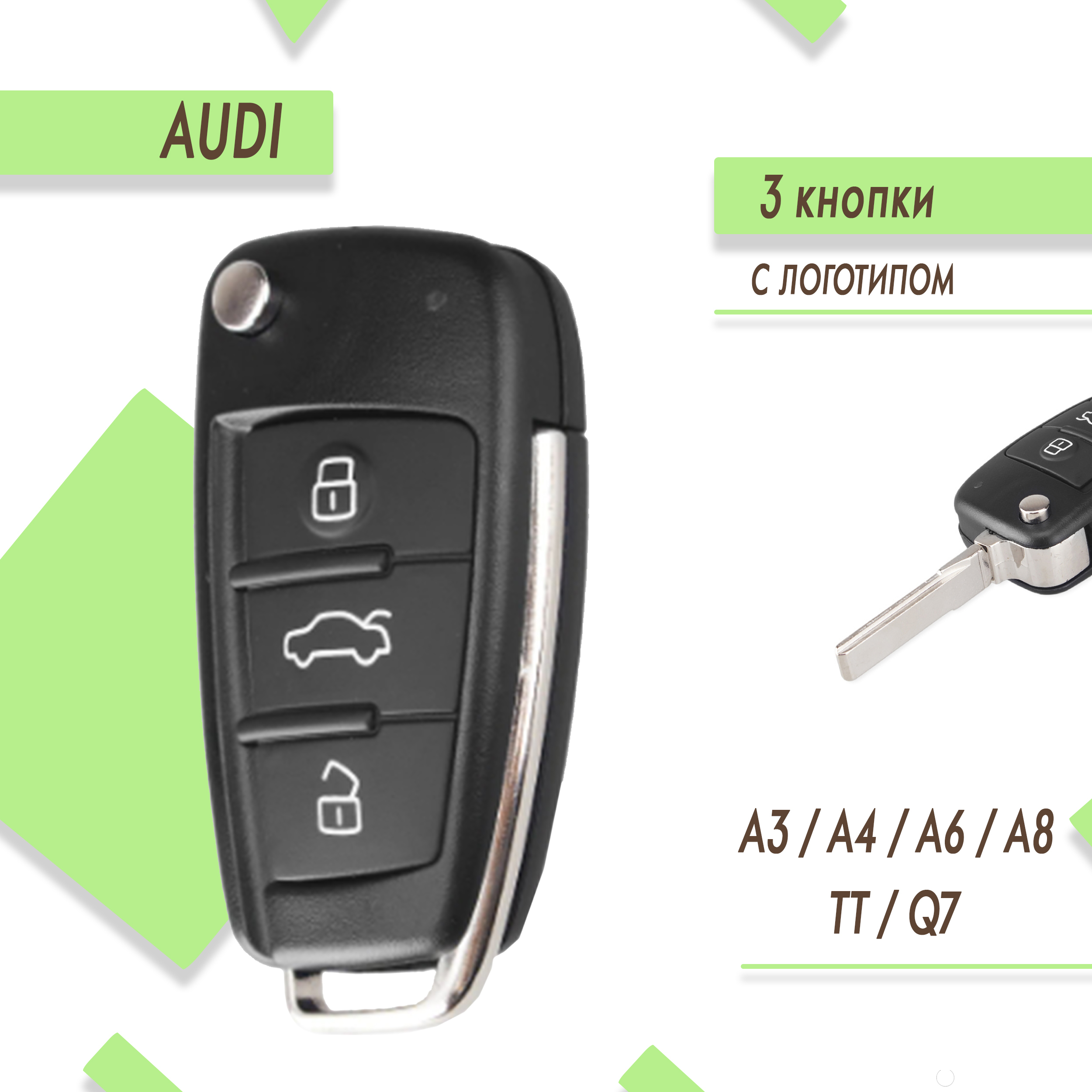 Корпус ключа зажигания Audi, Ауди - арт. 8E0 837 220Q - купить по выгодной  цене в интернет-магазине OZON (643175354)