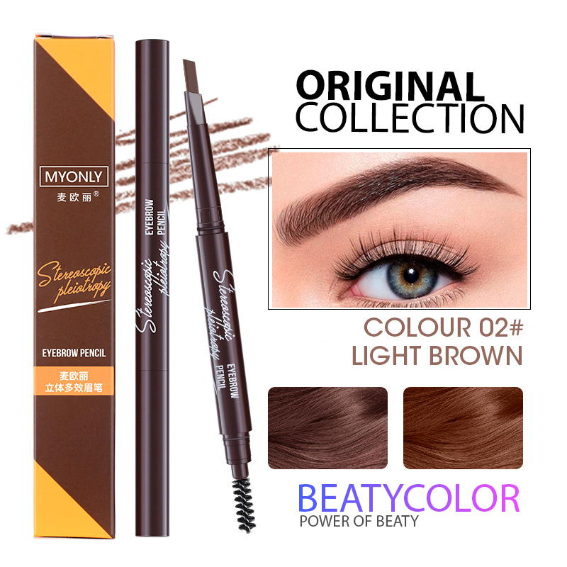 Карандаш для бровей с щеточкой BEATYCOLOR тон-02 / LIGHT BROWN / светло коричневый