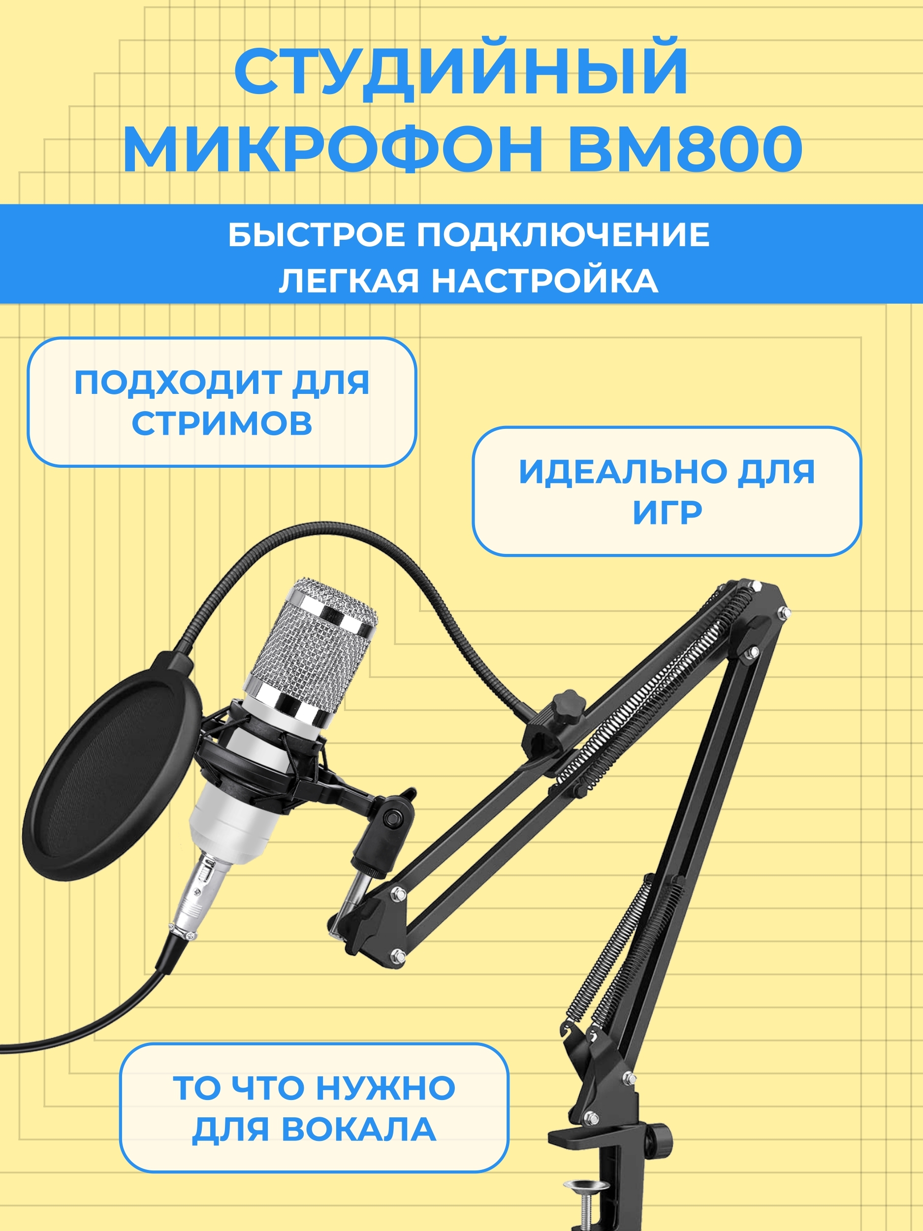 Studio Микрофон студийный Studio BM800, серебристый