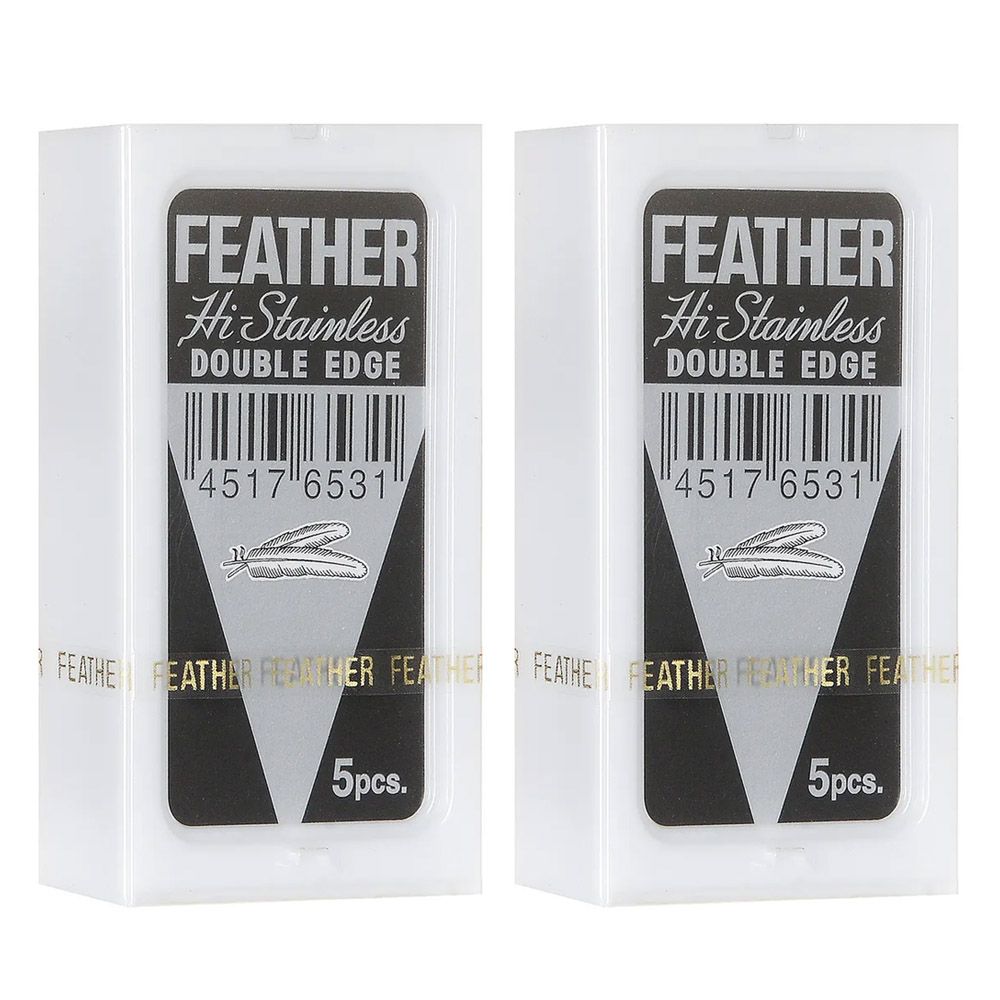 Feather Hi-Stainless Double Edge Blade Двусторонние лезвия для классического Т-образного станка 2 упаковки