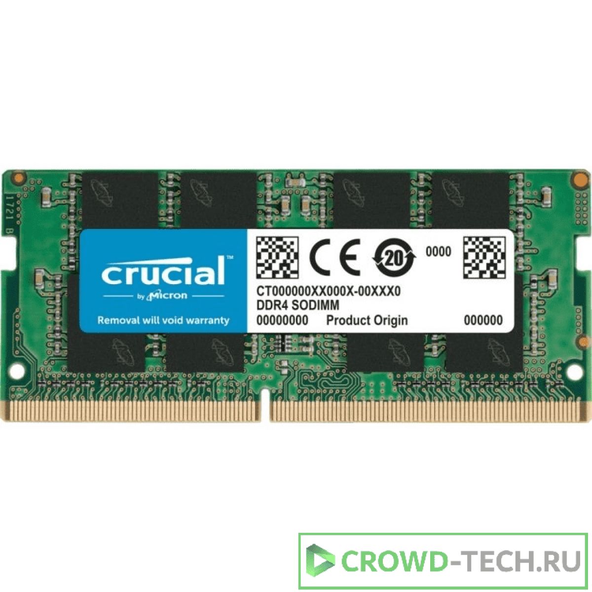 CrucialОперативнаяпамятьDDR4SODIMM16GBCT16G4SFRA32APC4-25600,3200MHz1x16ГБ(CT16G4SFRA32A)