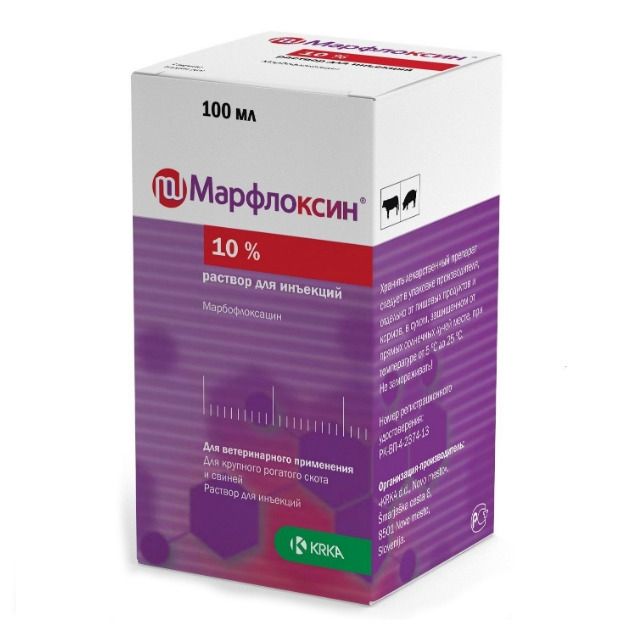 Марфлоксин  10% раствор для инъекций флакон, 100 мл