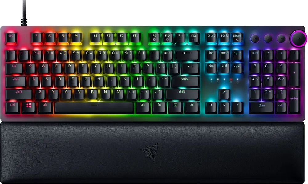 RazerКлавиатурапроводнаяHuntsmanV2,(ClickyOpticalPurple),Русскаяраскладка,черный