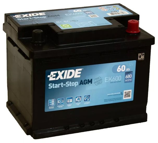 Аккумулятор автомобильный 12v 60 Ah Exide 6СТ-60 Ah 680 A обратная полярность 242х175x190 стартерный акб для автомобиля, машины