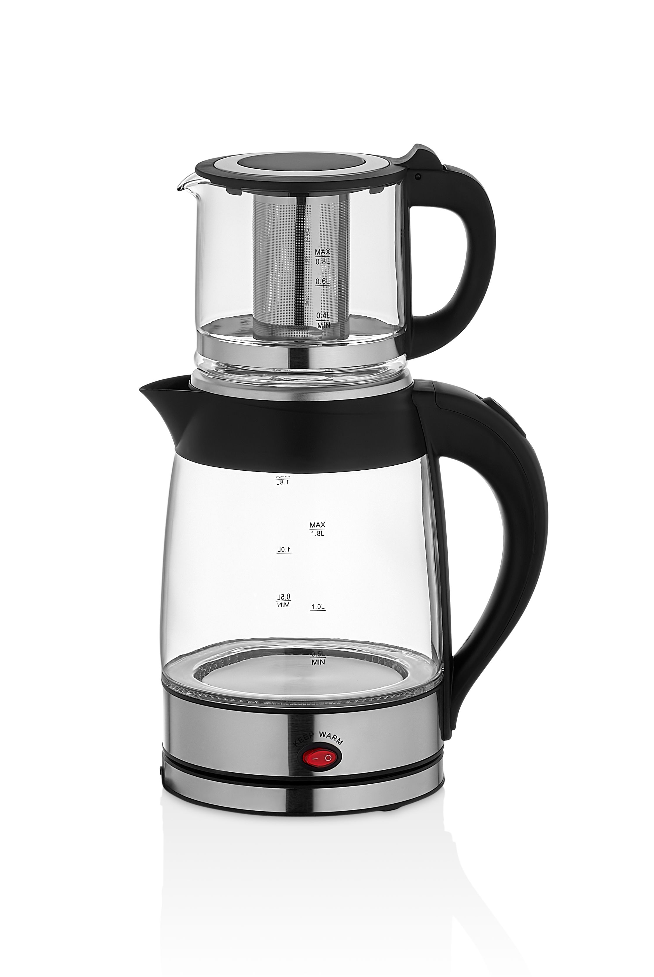 Электрический чайник + чайный набор ARZ ТЕХНИКА ARZ 4858, прозрачный, черный