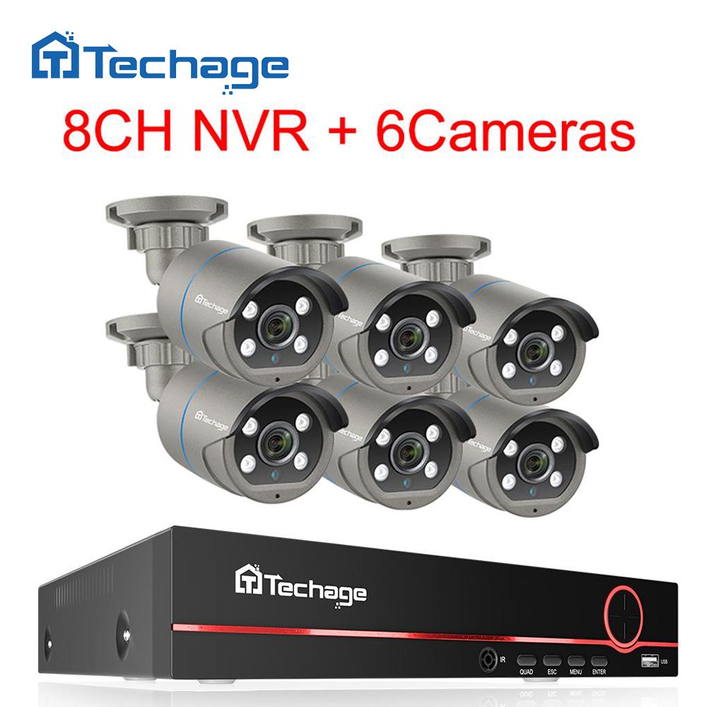 Techage 8CH HD 4MP POE NVR Kit Система видеонаблюдения IP-камера P2P Комплект видеонаблюдения 1 ТБ жесткий диск