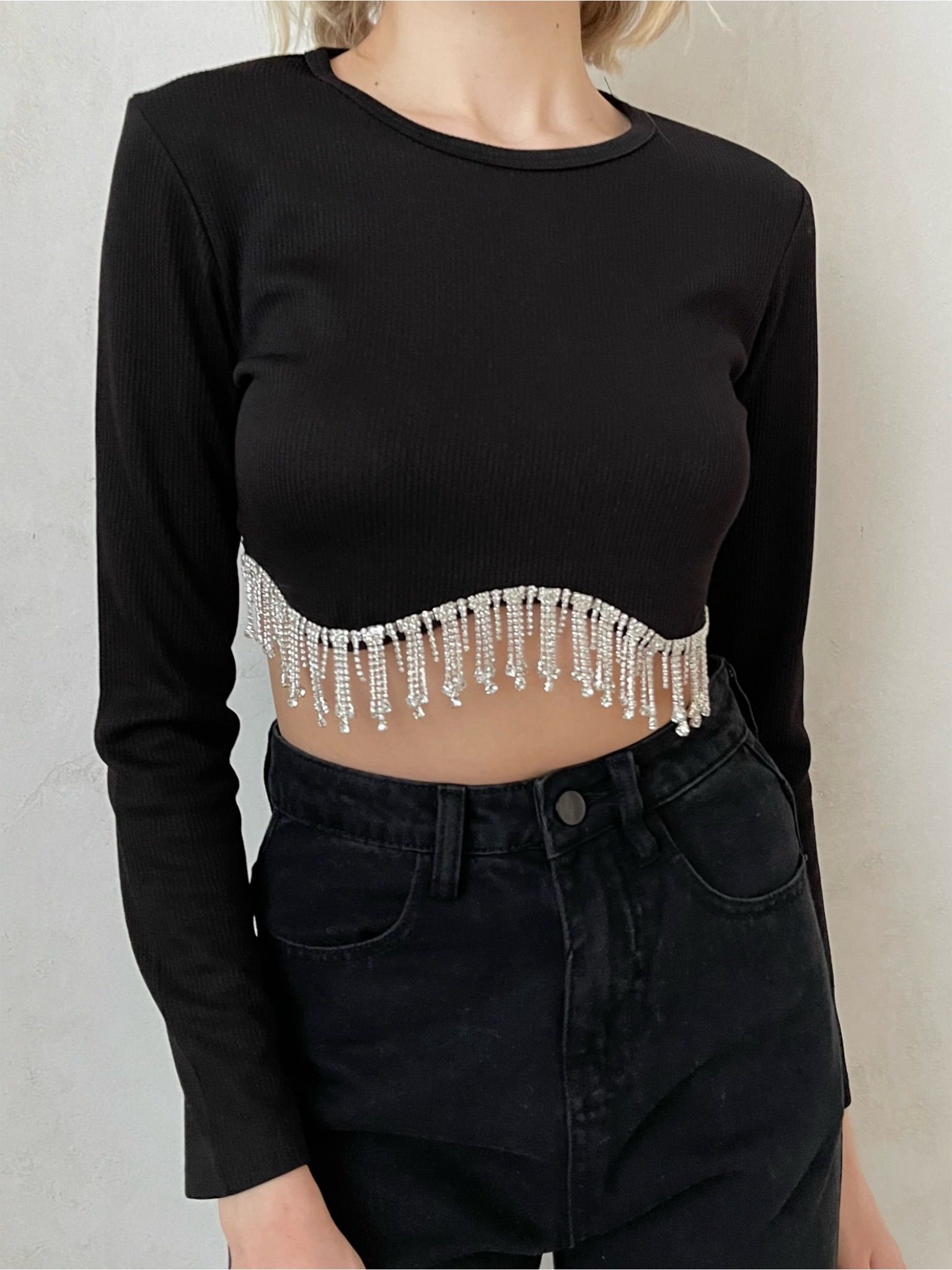 лонгслив стразы