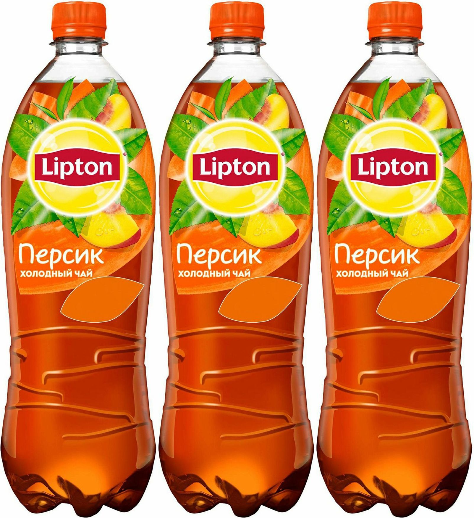 Холодный чай Lipton персик, комплект: 3 упаковки по 1 л