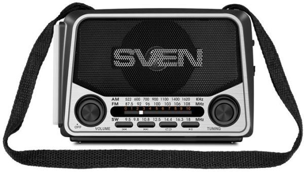 АС SVEN SRP-525, серый (3 Вт, FM/AM/SW, USB, microSD, фонарь, встроенный аккумулятор)