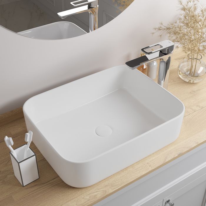 Фото товара на маркетплейсе ozon Раковина накладная IDDIS, 39х50 см., белая глянцевая, Bridge, BRIWS05i27