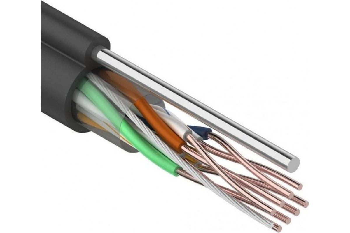 КабельвитаяпараUTPстросом,4пары,cat.6,моножила,медный,уличныйстросом,коннекторамииколпачкамивкомплекте,10метров