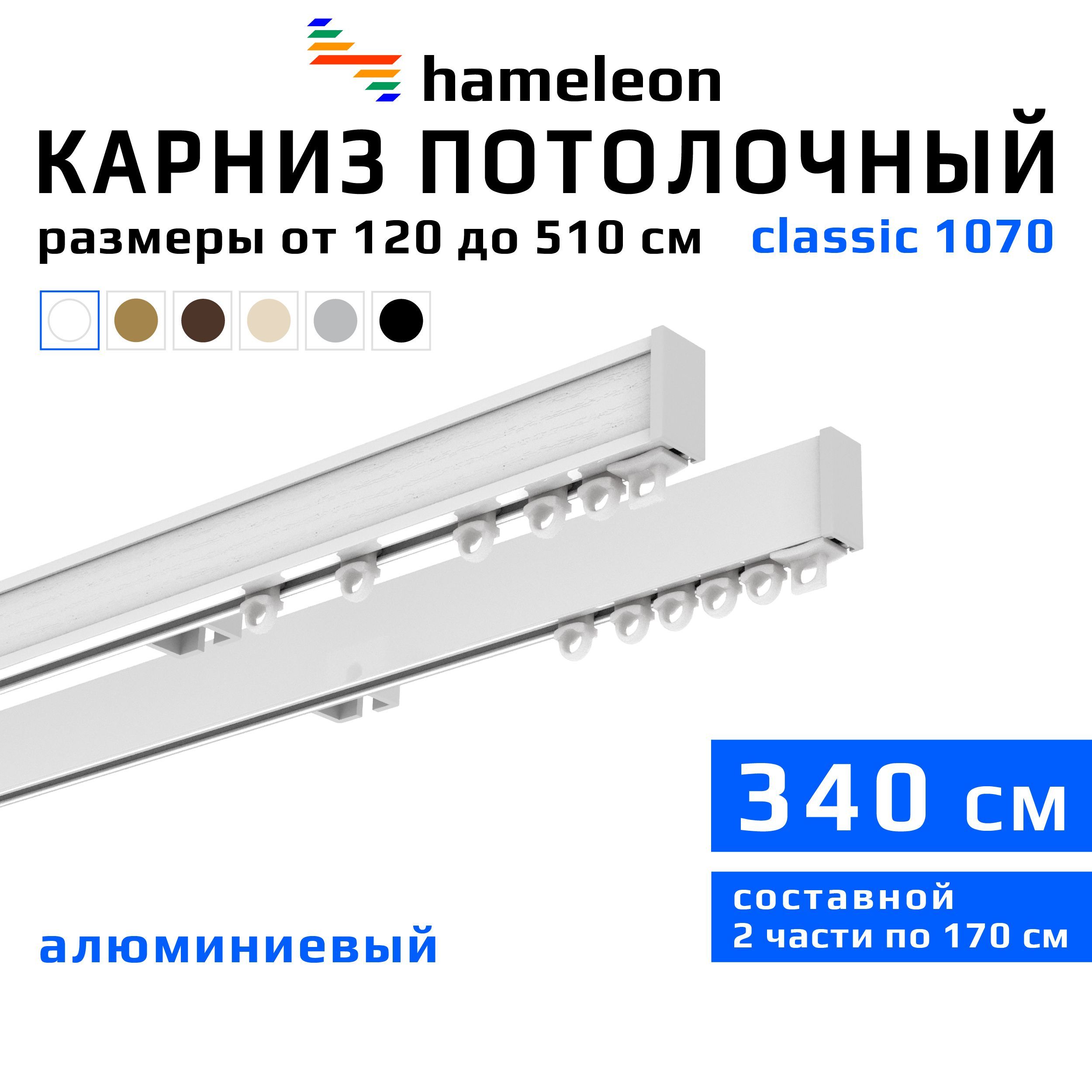 Карниз 340 см двухрядный потолочный