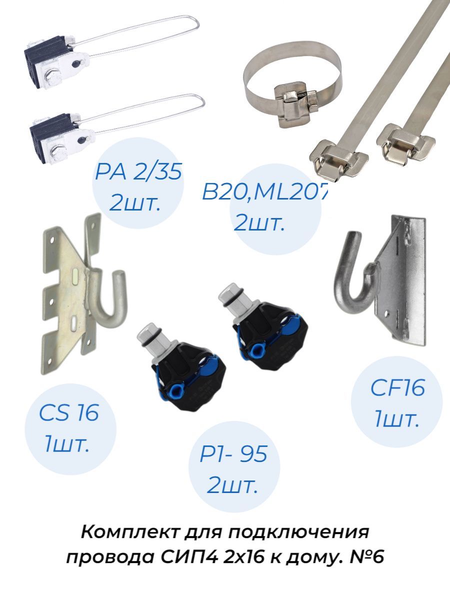 Комплект для подключения провода СИП4 2х16 к дому. №2