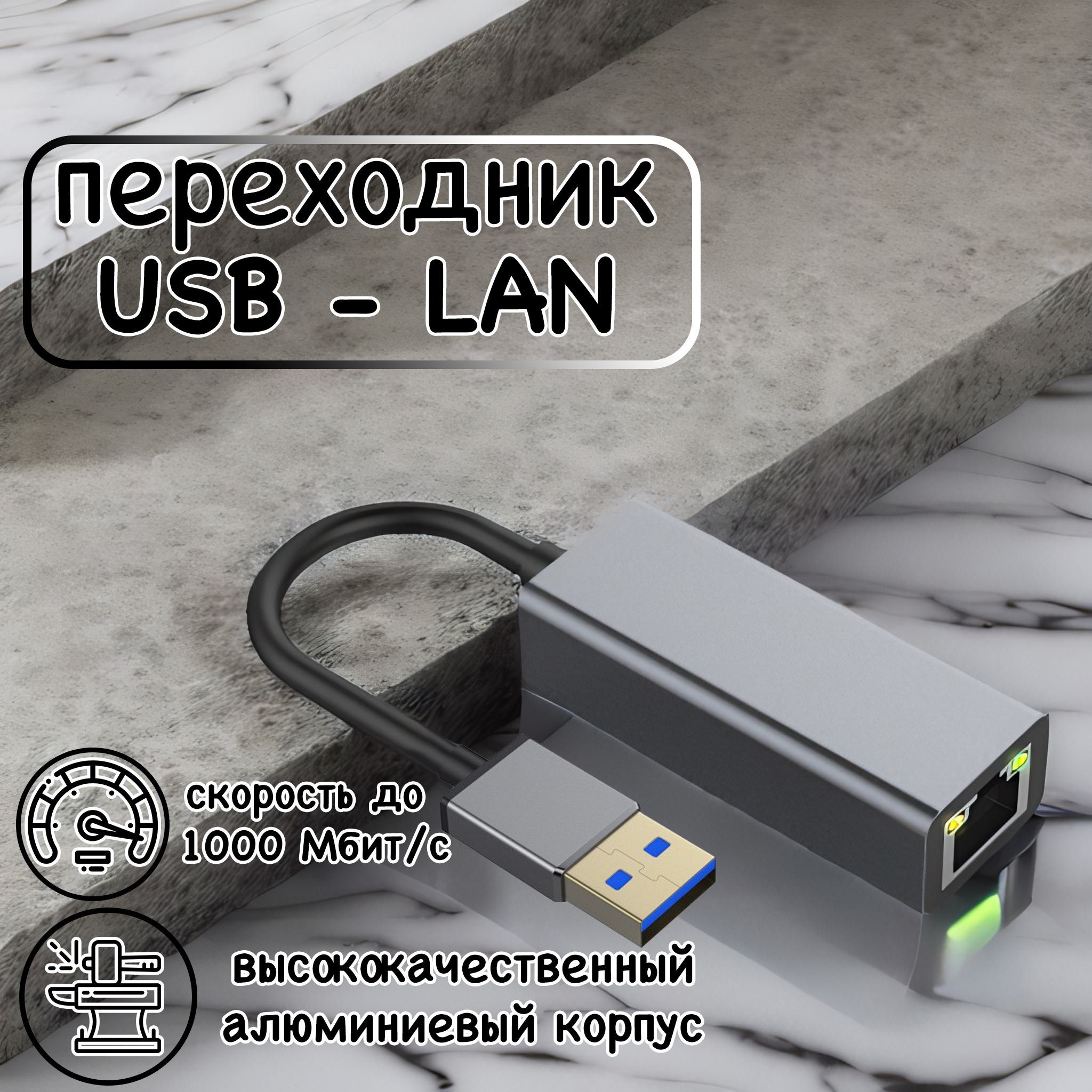 USB Hub Lan Adapter/ Сетевая карта USB / Ethernet адаптер сетевой/ RJ-45 переходник LAN Интернет 1000 Мбит/с