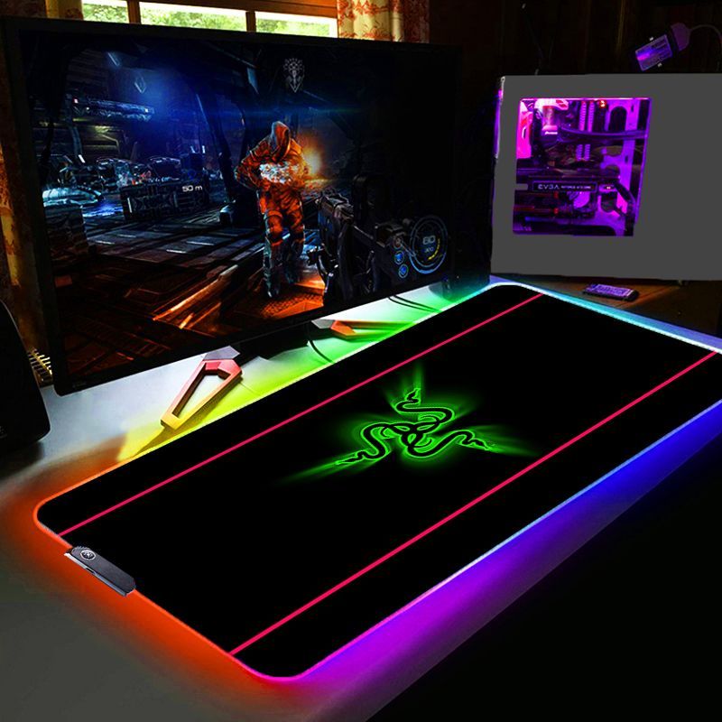 Razer Игровой коврик для мыши Светящийся коврик для мыши, XXL, бронза, бордовый