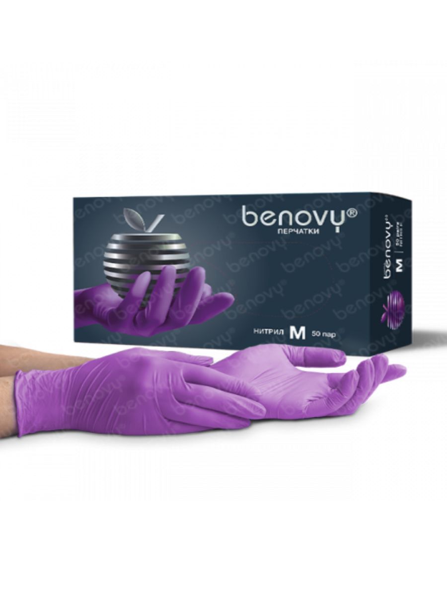 Benovy Nitrile Multicolor, перчатки нитриловые, сиренево-голубые, XS, 50 пар/уп