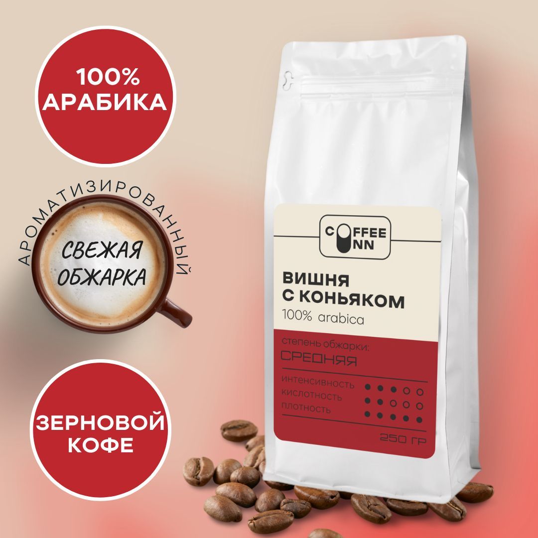 Кофевзернах250грВИШНЯСКОНЬЯКОМ100%арабикасвежаяобжаркаСOFFEEINNArabica/ароматизированный/бразилия